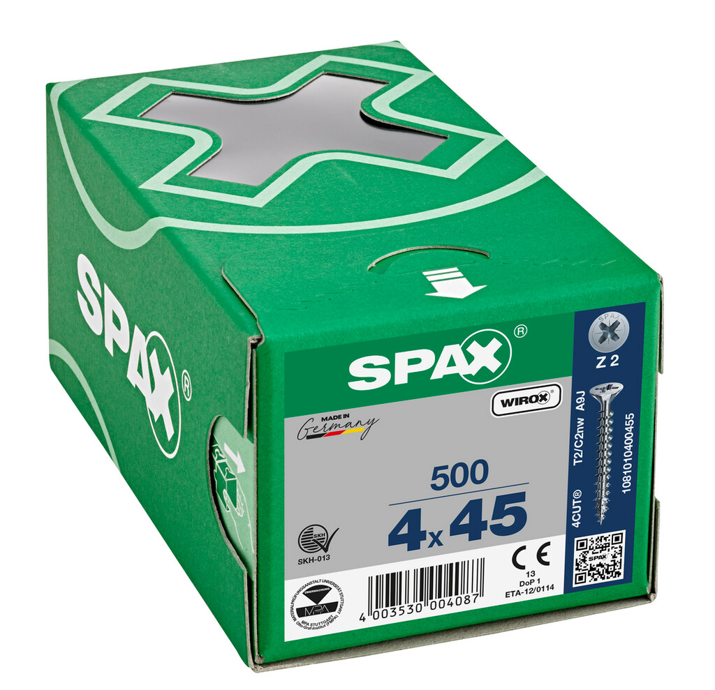 SPAX-S VIS 4.0X45 ZINGUE POZ TF 