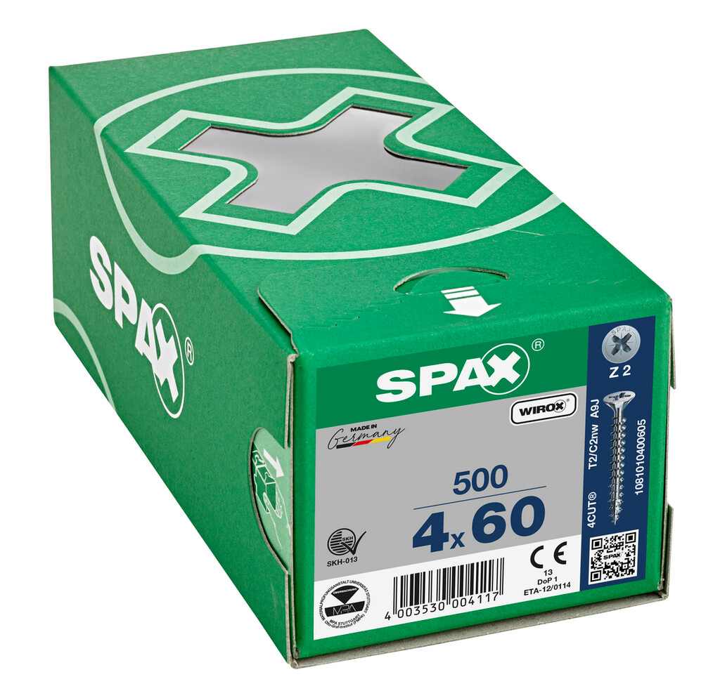 SPAX-S VIS 4.0X60 ZINGUE POZ TF 
