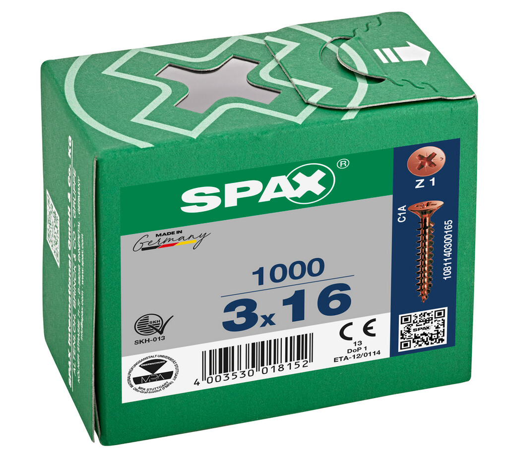 SPAX-S VIS 3.0X16 BRONZE POZ TF 