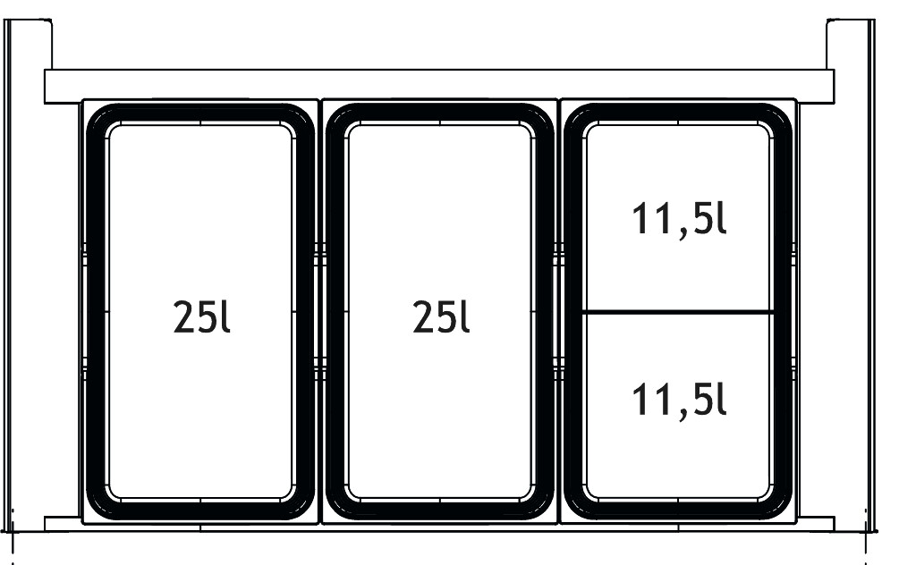 NINKA 126 ARCITECH AFVALSYSTEEM K.90 CM73L (2X25 + 2 X 11.5L) +BIOBOY