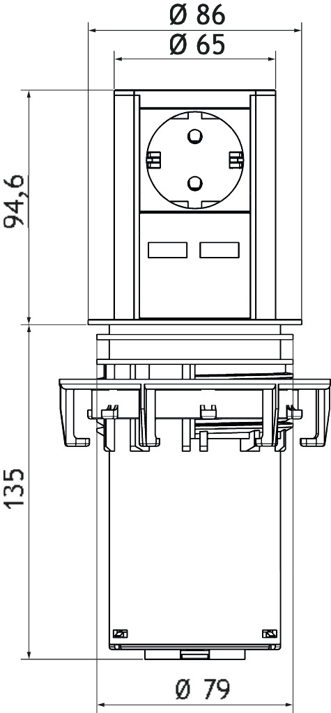 ELEVATOR LOOK INOX B-F 1 PRISE + CHARGEUR USB