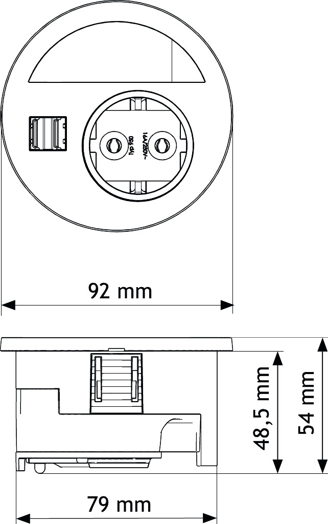 EVOLINE CIRCLE 80 B-F + USB AC ZWART