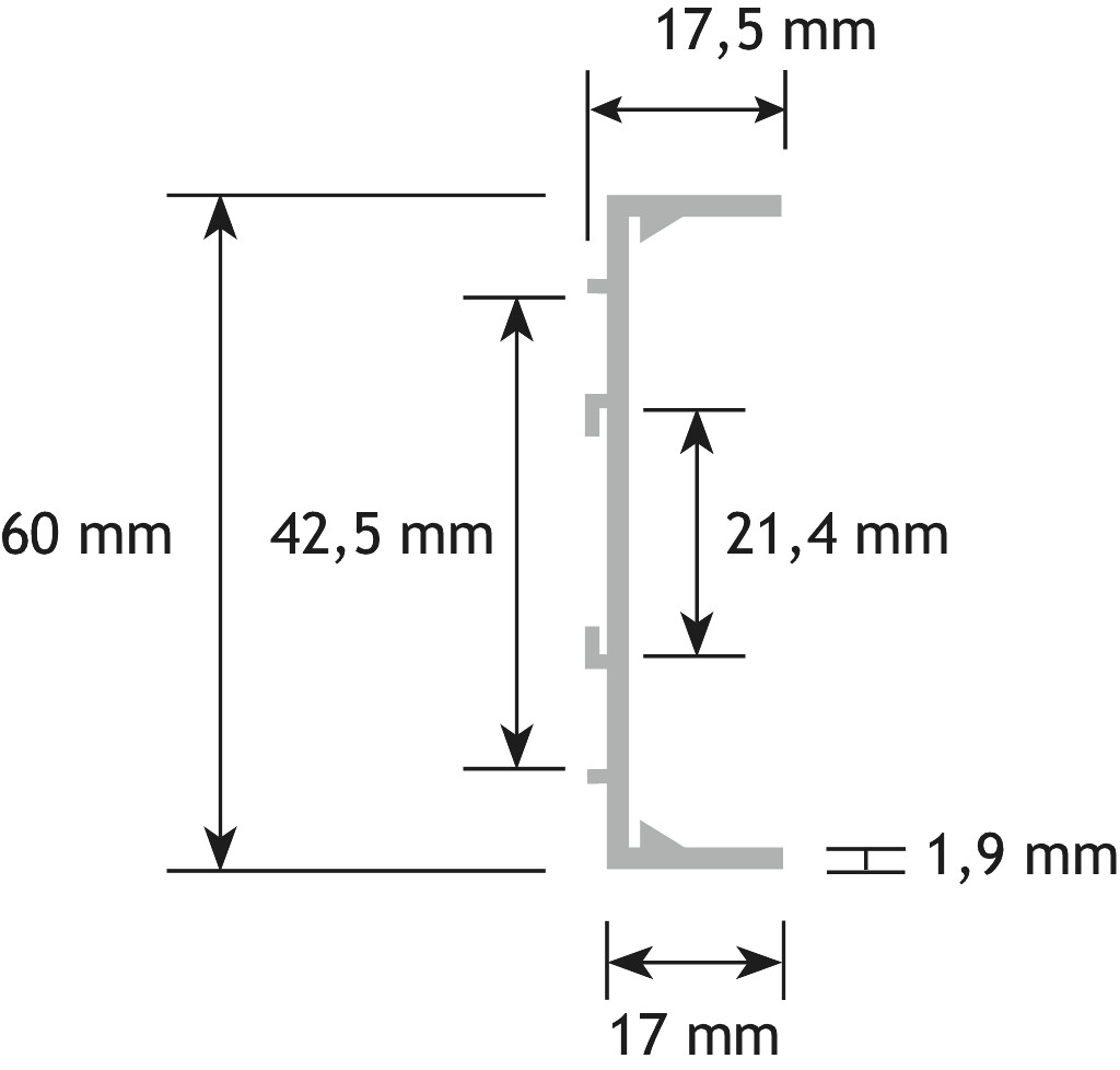 GREEPLIJST C- VORM VR DECOR STRIP ZWART 5000MM