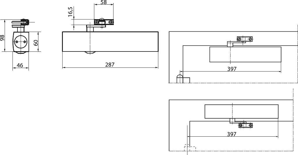 GEZE DEURPOMP TS 4000 V ZILVER(ZONDER ARM) 