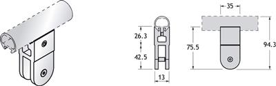 PBA 500-ALU PINCE SUPERIEURE POUR VERRE 13MM