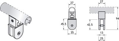 PBA 500-ALU PINCE SUPERIEURE 90° POUR VERRE 13MM