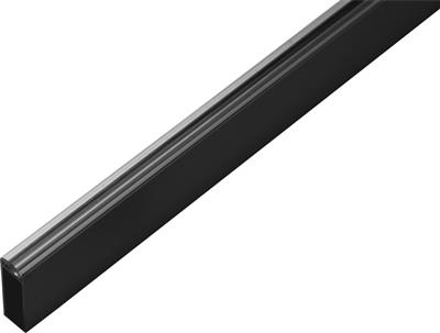 BAR DE PENDERIE RECTANG. LINEAR ALU NOIR 10X30X2500MM AVEC PROFIL PLASTIQUE