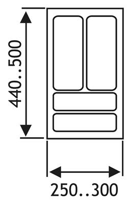 INSERT TIROIR C.35 CM GRIS ALU L251-300 P440-500 MM