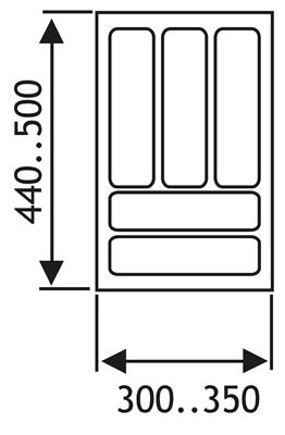 INSERT TIROIR C.40 CM GRIS ALU L301-350 P440-500 MM