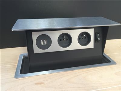 S-BOX INOX B-F (2 PRISES + 2 USB) 