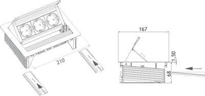 EVOLINE FLIP TOP PUSH SMALL NOIR LAQUÉ NL-D-L 3 PRISES