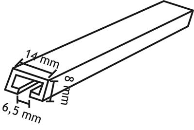 RAIL PR.RIDEAU (6M) U ALU ANODISE .8X14X6.5MM 