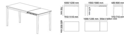 TABLE TOY 1200X800MM|AC ANTRA|VERRE BLANC BRILL
