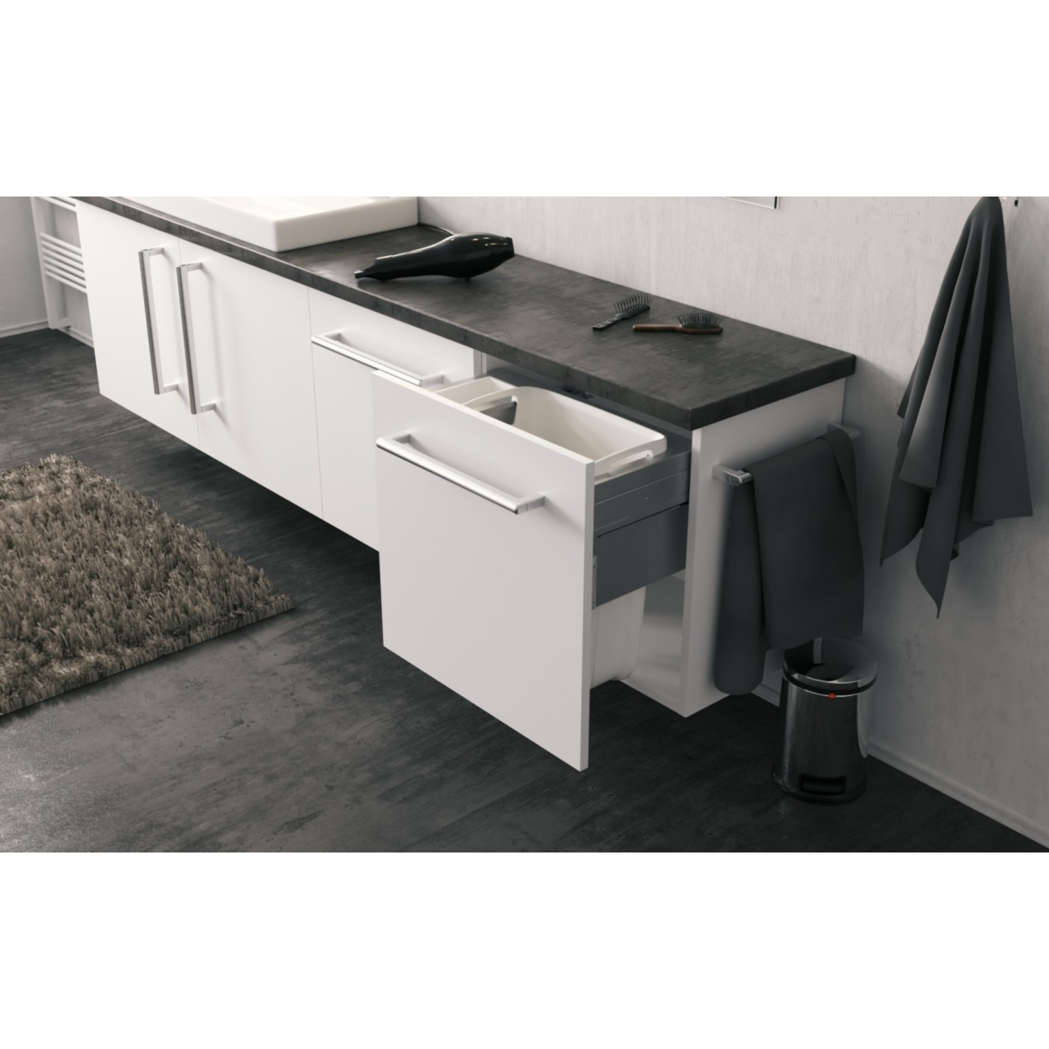 Hailo Laundry Carrier bad k.60 33l+4l grijs