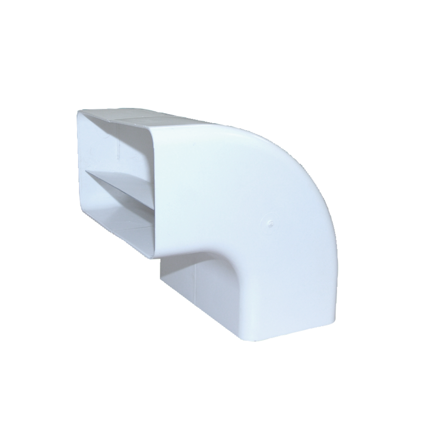 Coude 90° tube plat d.150 std blanc  avec guide d'air interieur