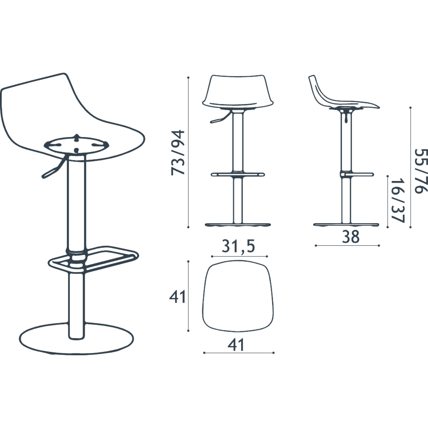 Tabouret chef blanc rond|polycarb blanc 