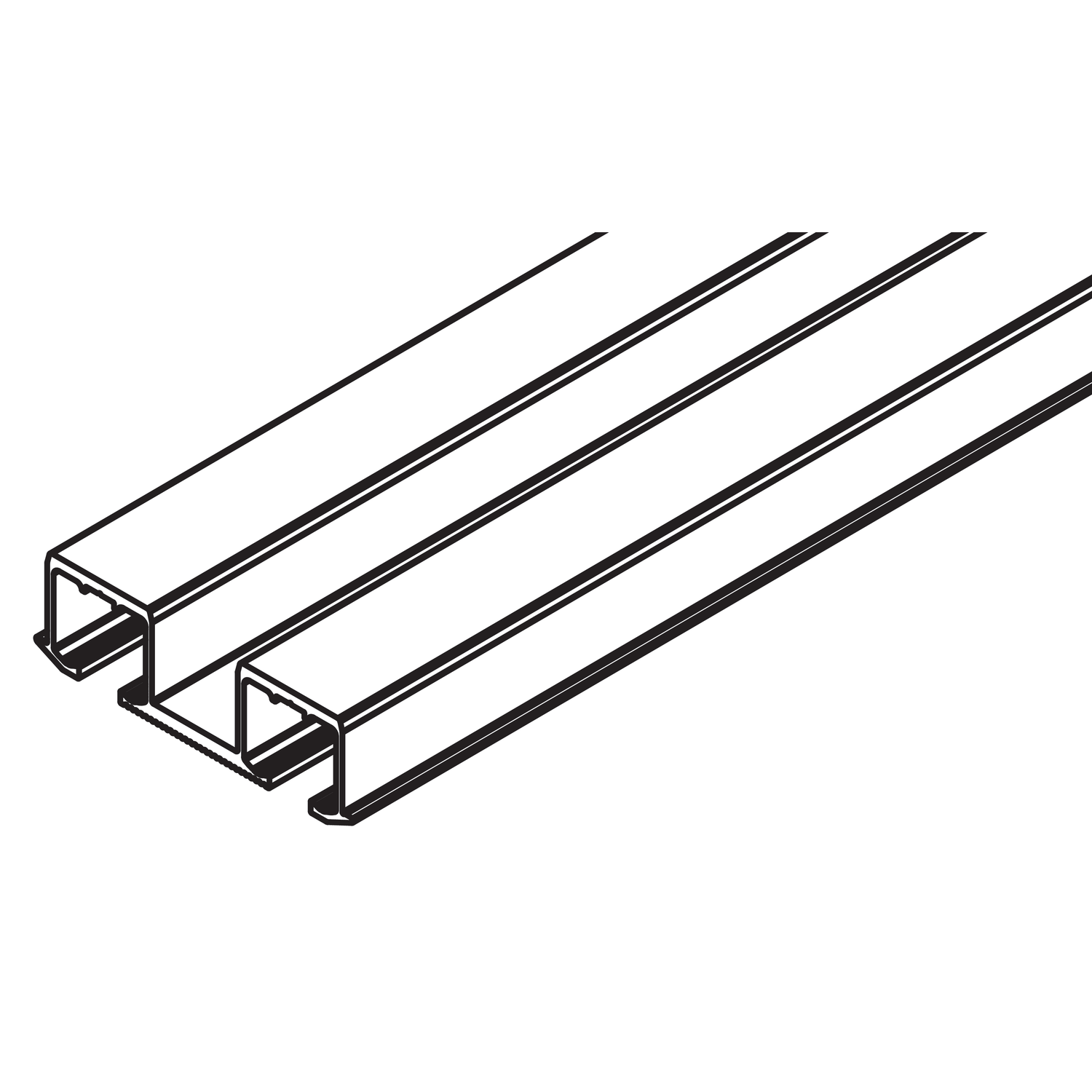 Rail roulement double Hawa Clipo 26/36, alu, à visser, 6000mm
