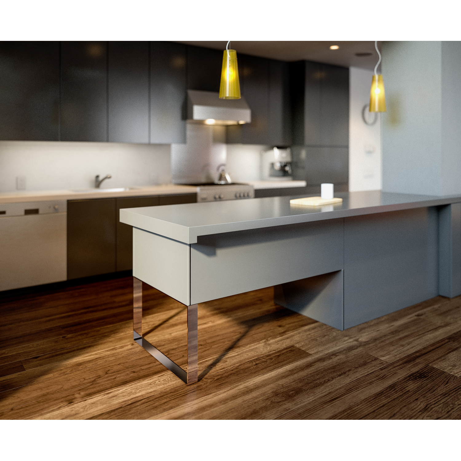 Pied u meuble chrome h=435mm/l=710mm  