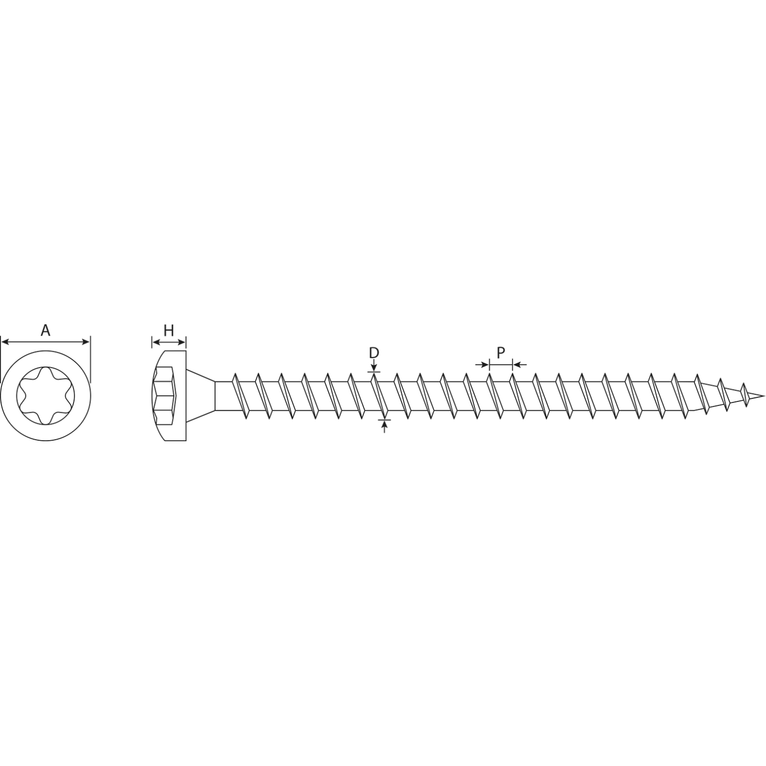 Vis à bois tête cylindrique Torx zinguée 5 x 45