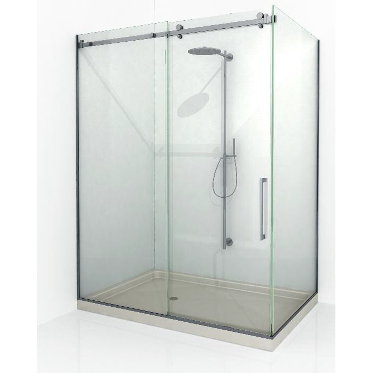 Kit douche coulissant mur/verre avec profil d’encadrement pour verres fixes, pour verres 8, inox brossé