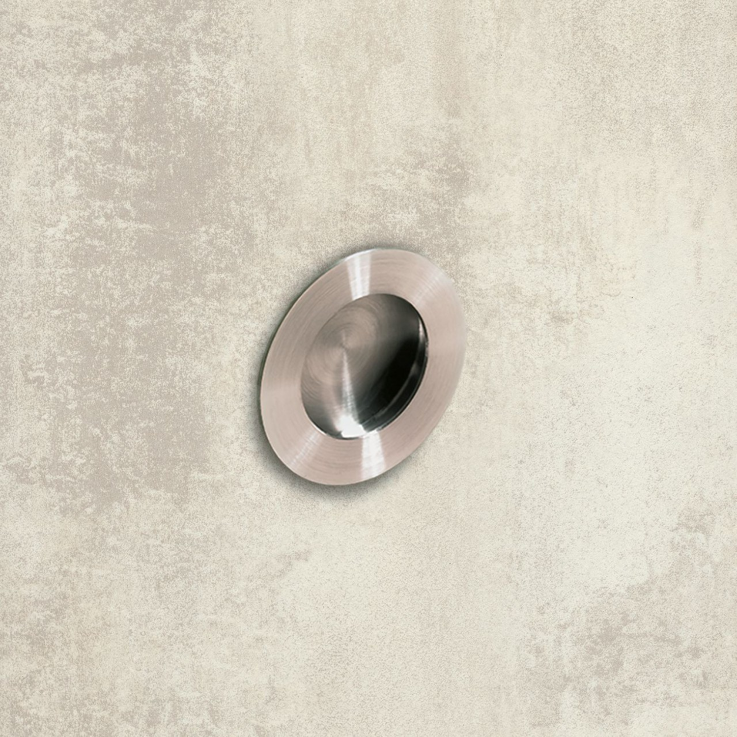 Poignée d'insertion Aboa, entraxe de perçages 0, H 14 mm, ø 65 mm, Inox brossé