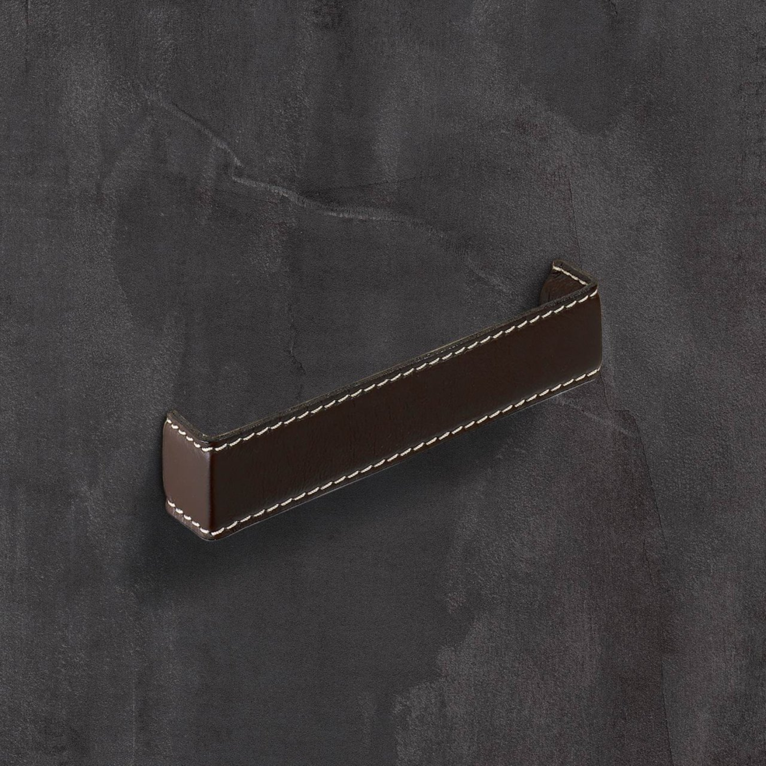 Greep Dublina, boorafstand 160, L 168 mm, B 34 mm, H 30 mm, donkerbruin leer