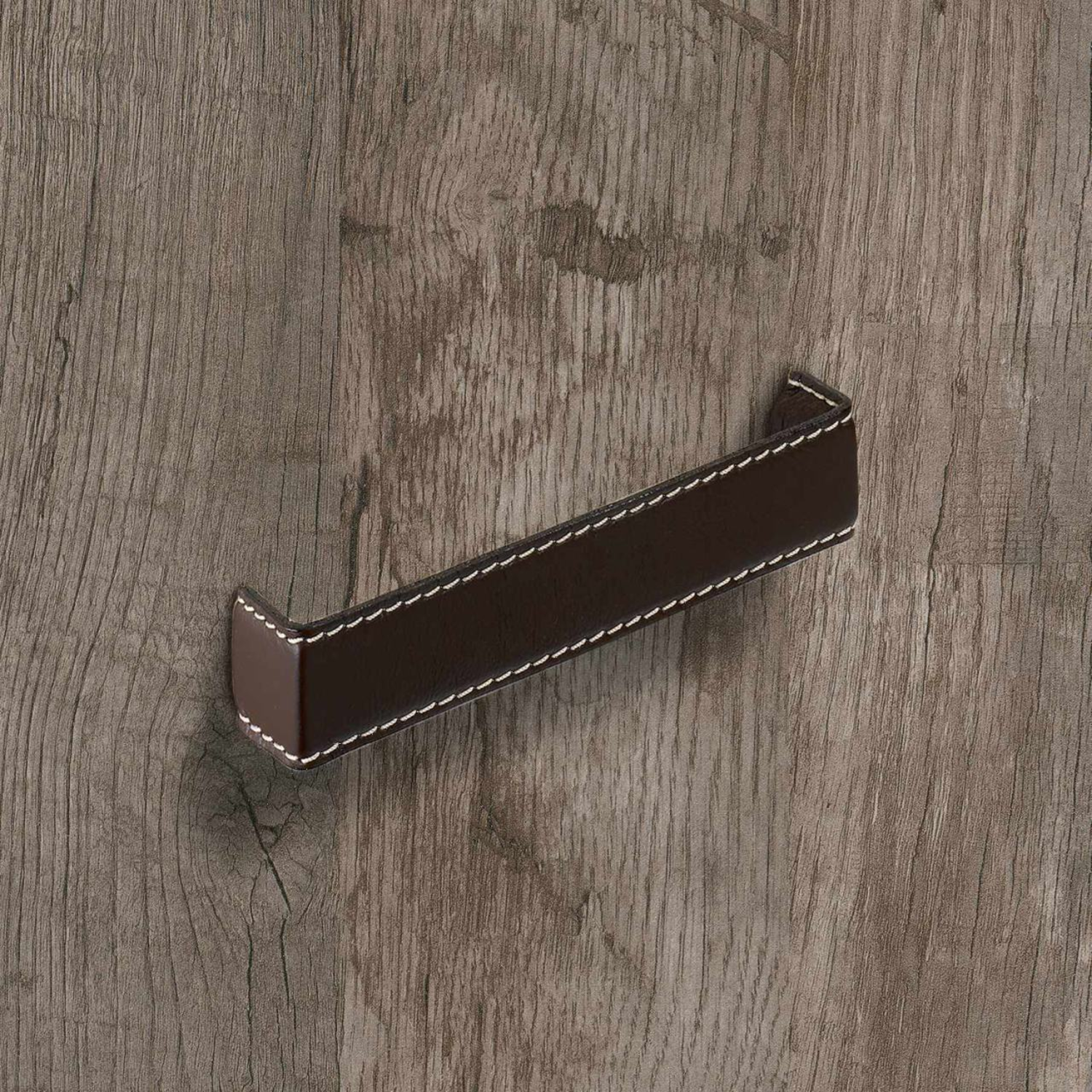 Greep Dublina, boorafstand 160, L 168 mm, B 34 mm, H 30 mm, donkerbruin leer