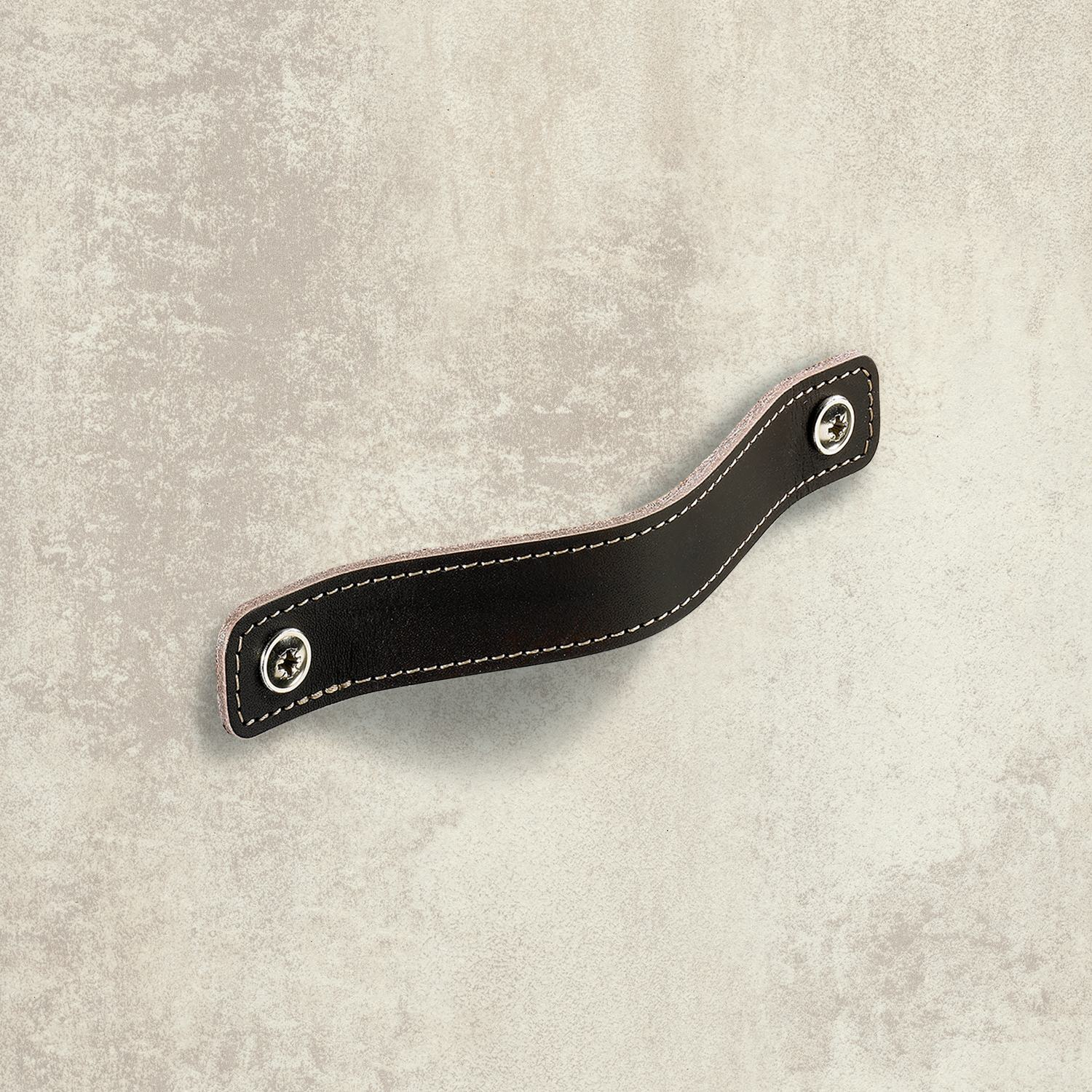 Greep Nica, boorafstand 96, L 123 mm, B 25 mm, H 3 mm, donkerbruin leer