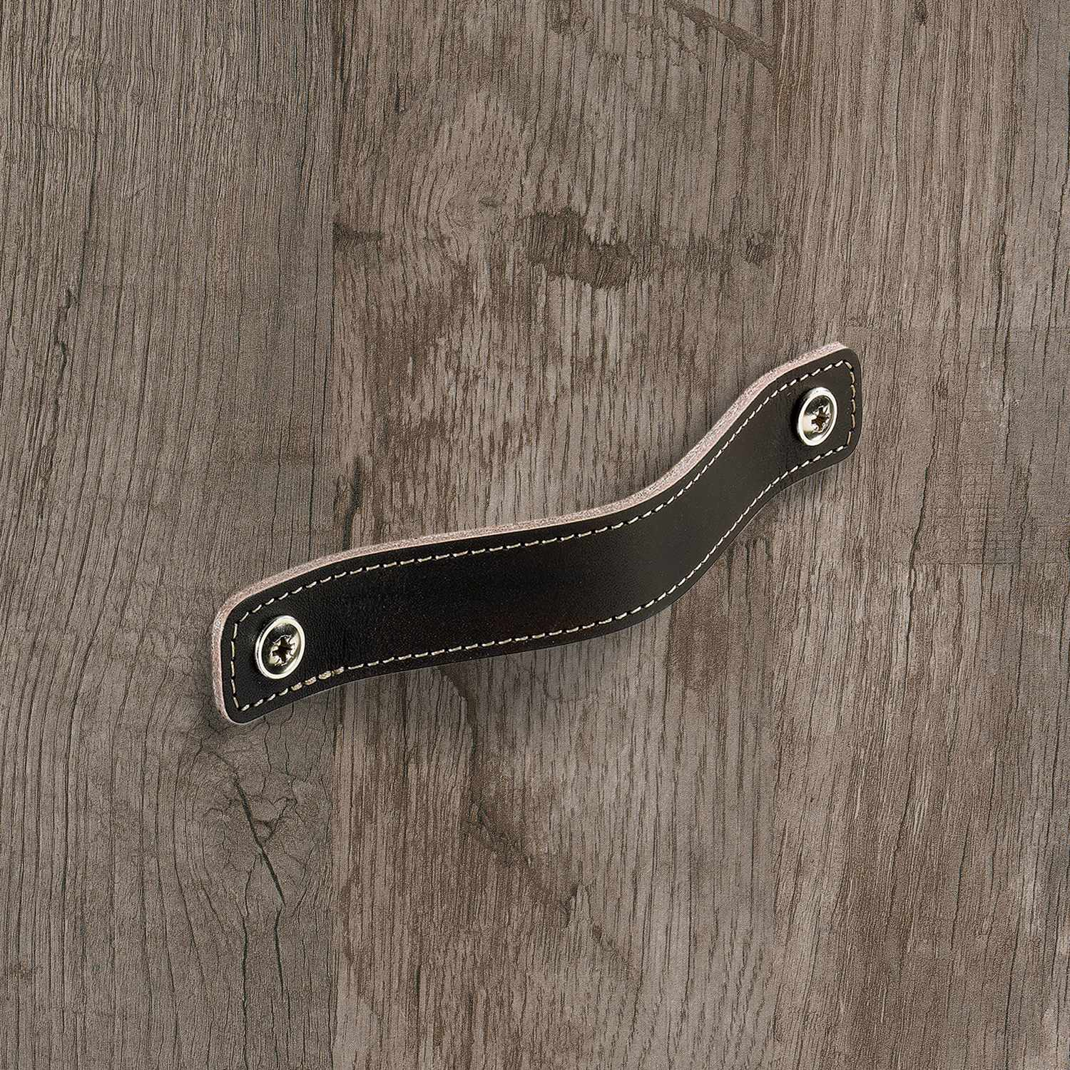 Greep Nica, boorafstand 96, L 123 mm, B 25 mm, H 3 mm, donkerbruin leer