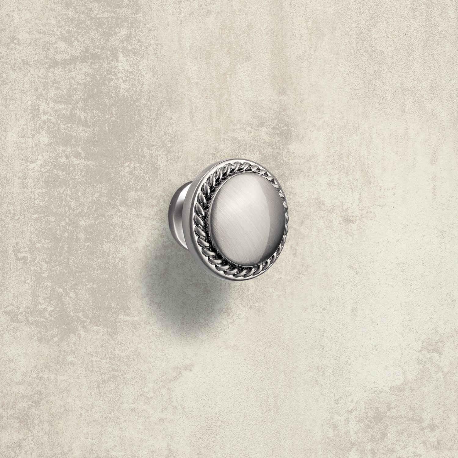 Bouton Salemi, H 23 mm, ø 30 mm, aspect inox brossé