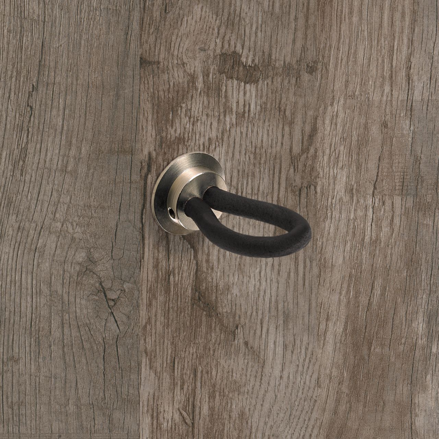Knop Filaga, L 20 mm, H 32 mm, Zwart leer / mat vernikkeld