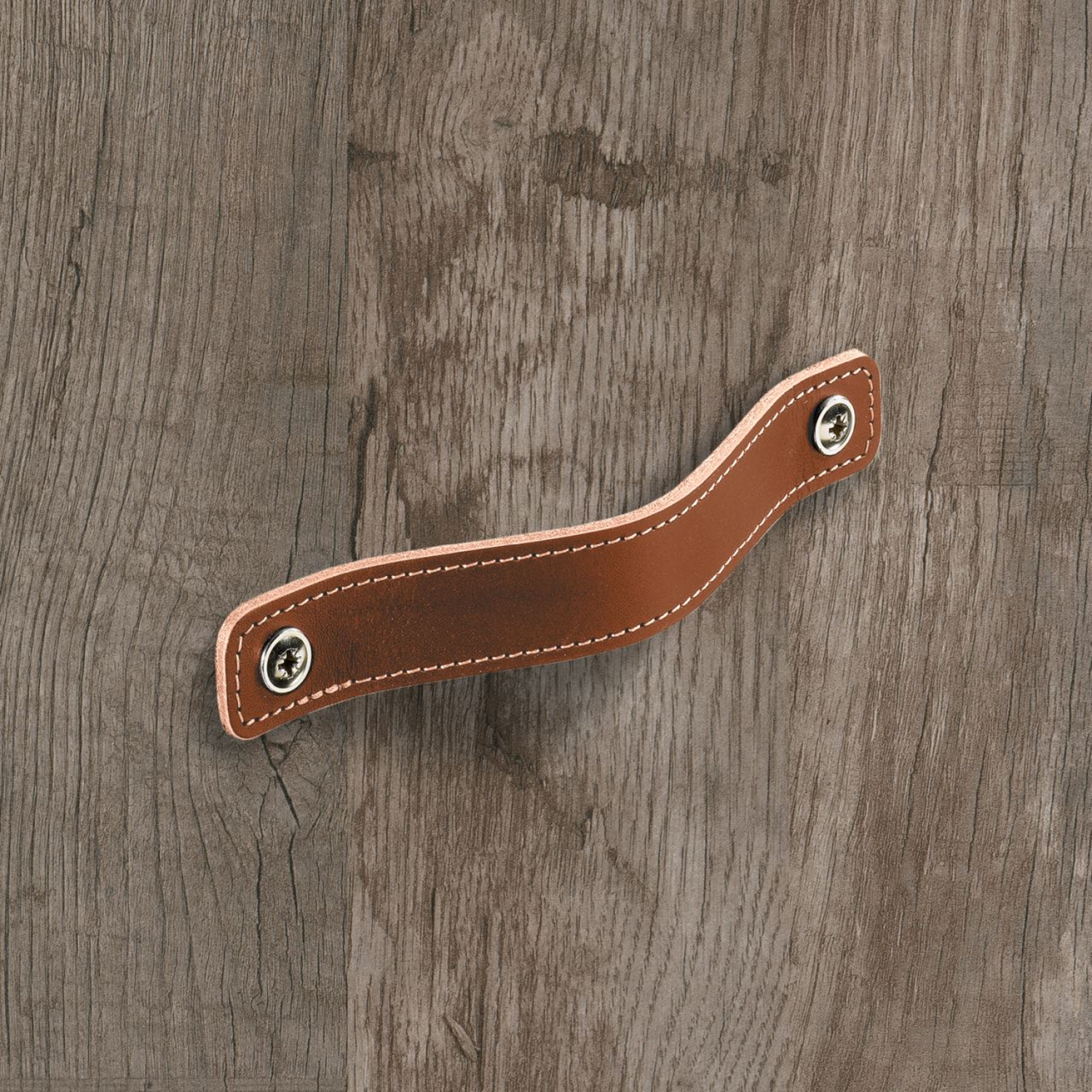 Poignée Nica, entraxe de perçages 128, L 158 mm, B 25 mm, H 3 mm, cuir brun clair