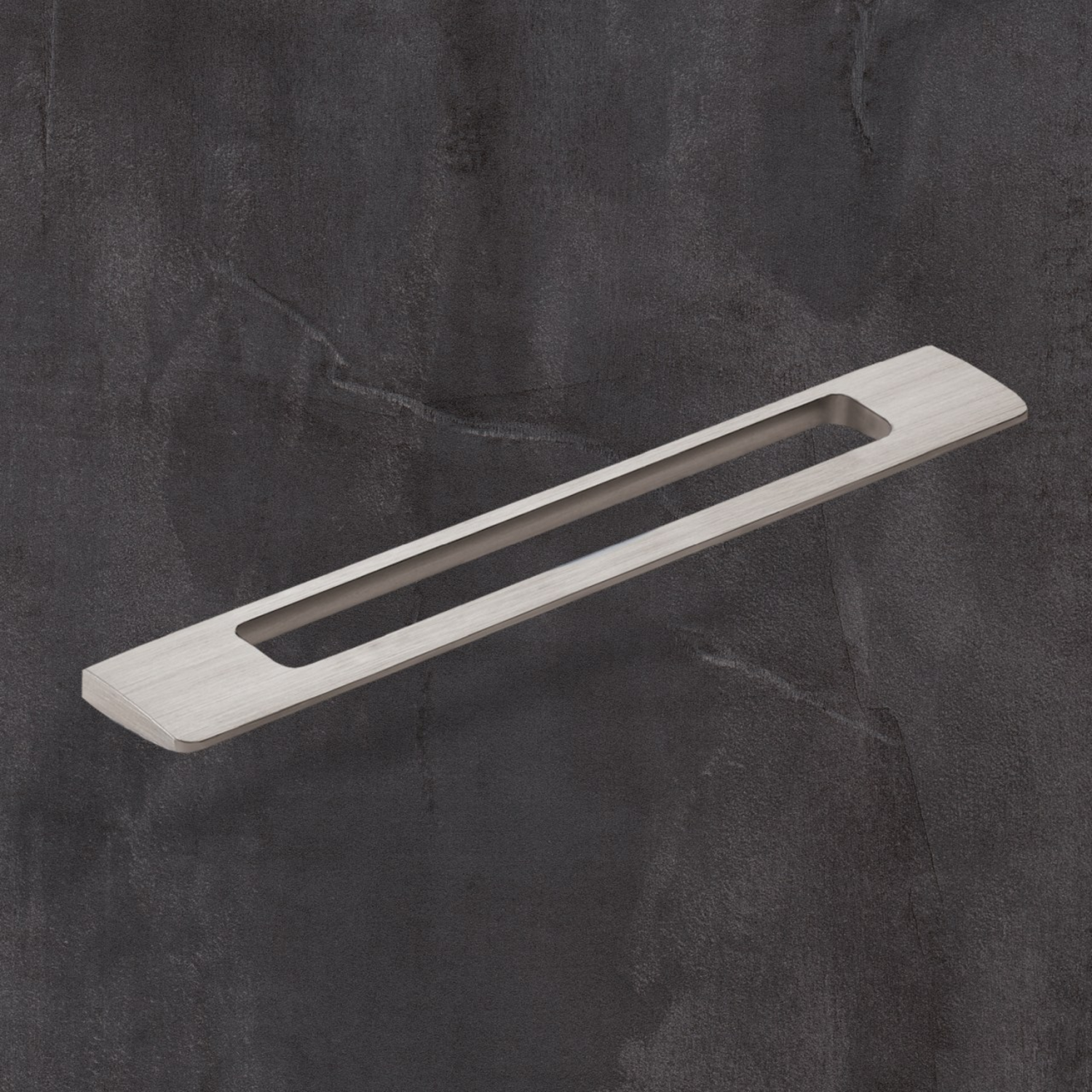 Poignée Nubia, entraxe de perçages 192 / 352 mm, L 437 mm, B 8 mm, H 35 mm, aspect inox brossé