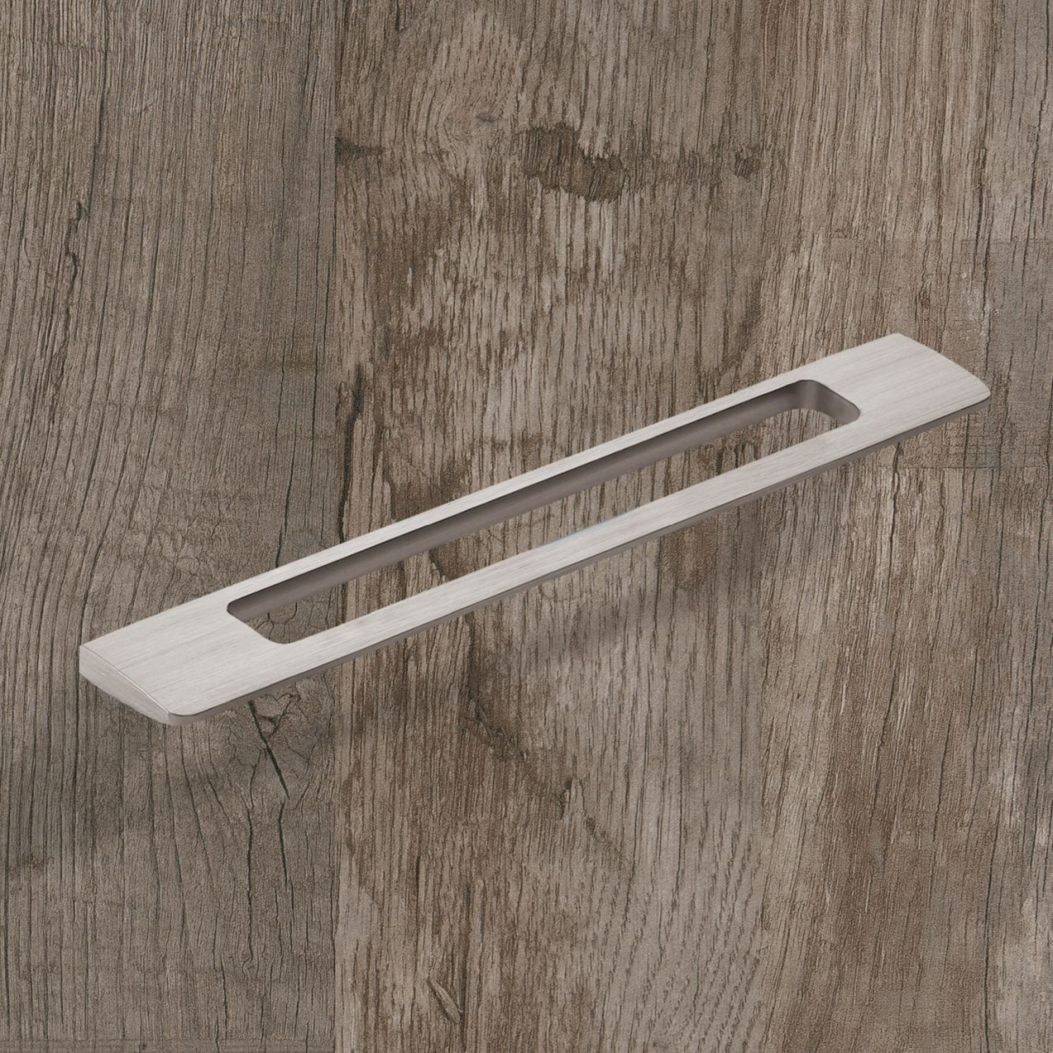 Poignée Nubia, entraxe de perçages 192 / 352 mm, L 437 mm, B 8 mm, H 35 mm, aspect inox brossé