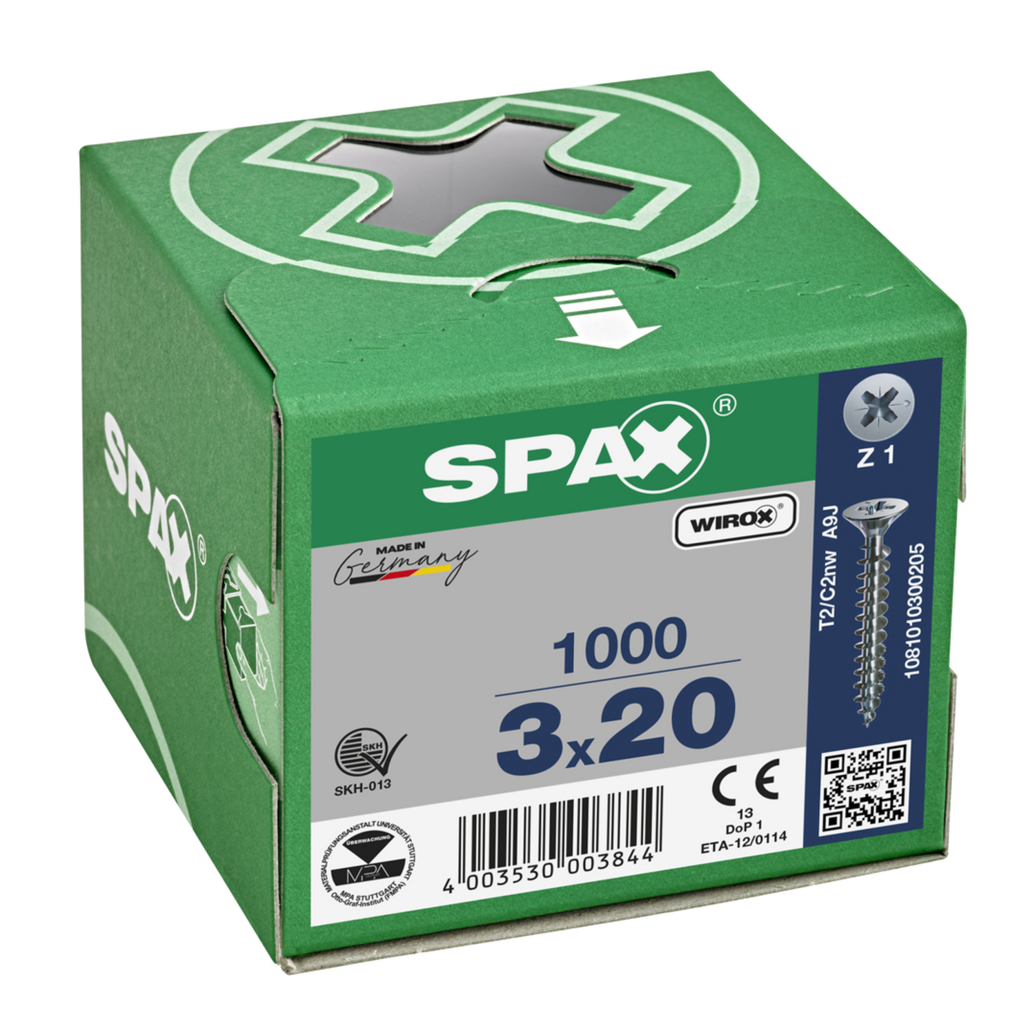 Houtschroef SPAX-S PK Pozidrive met verzonken kop 3 x 20