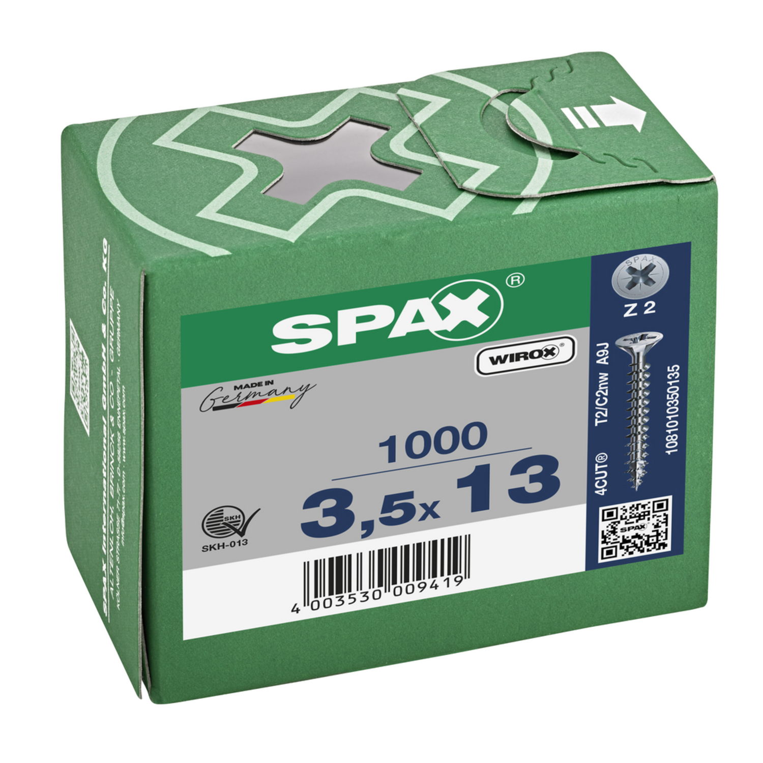 Houtschroef SPAX-S PK Pozidrive met verzonken kop 3.5 x 13