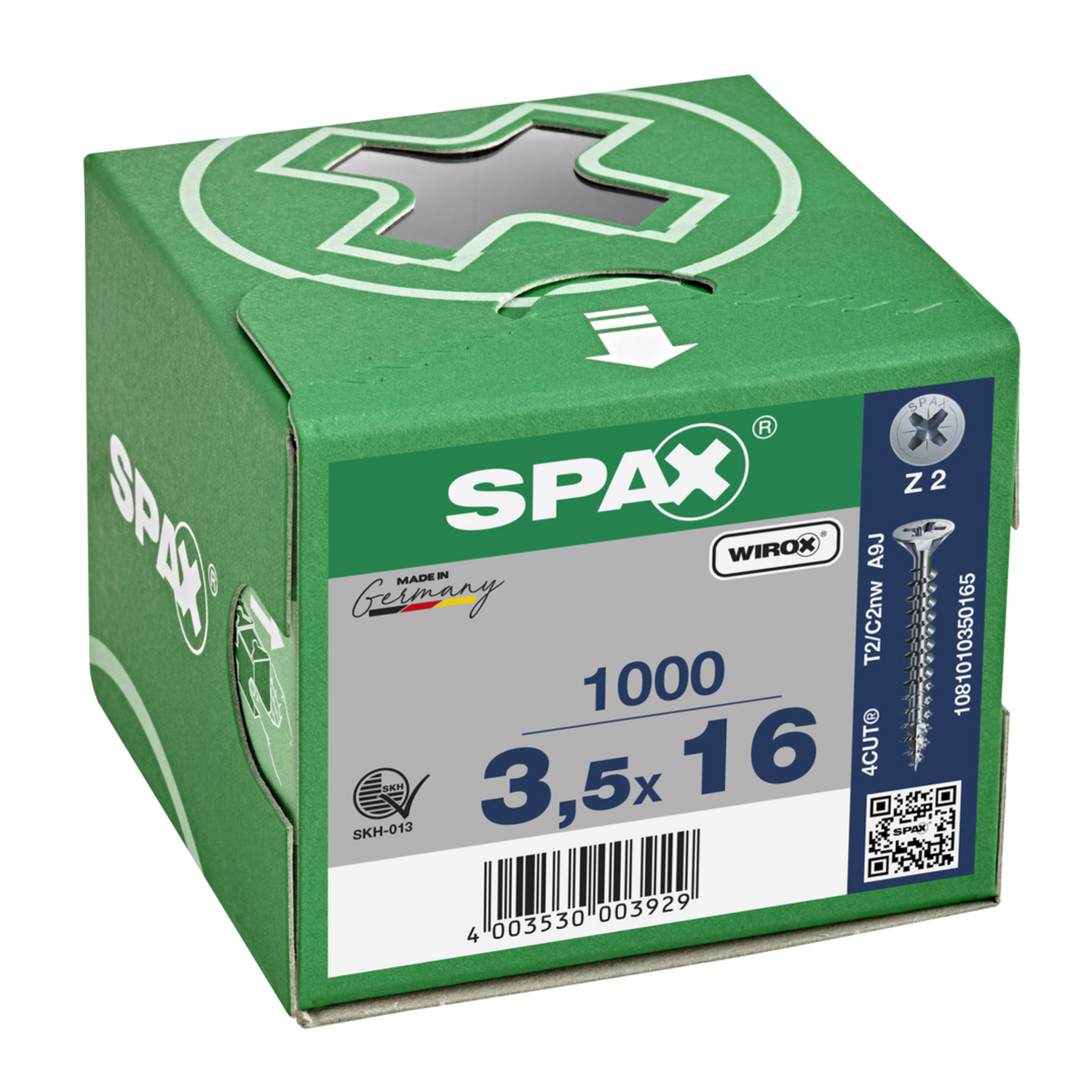 Houtschroef SPAX-S PK Pozidrive met verzonken kop 3.5 x 16