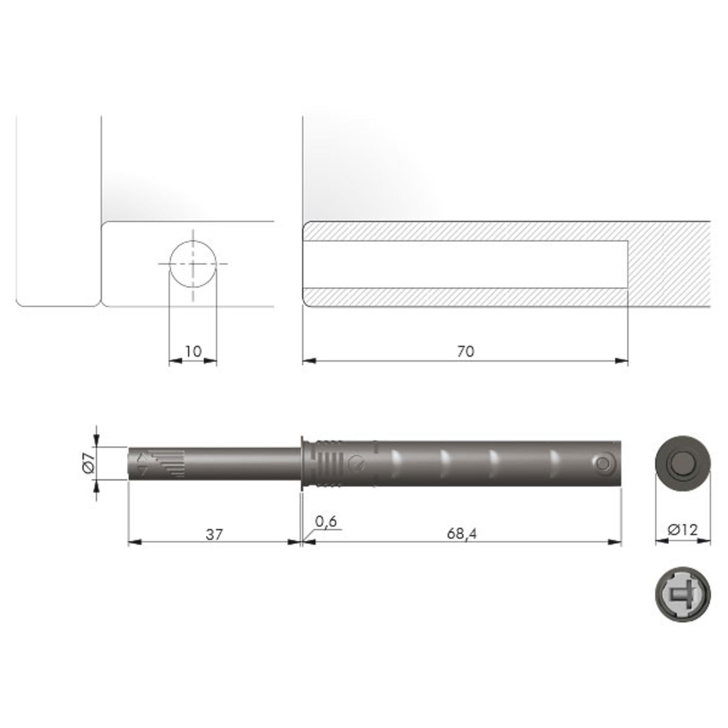 P2O pin - à forer long blanc 
