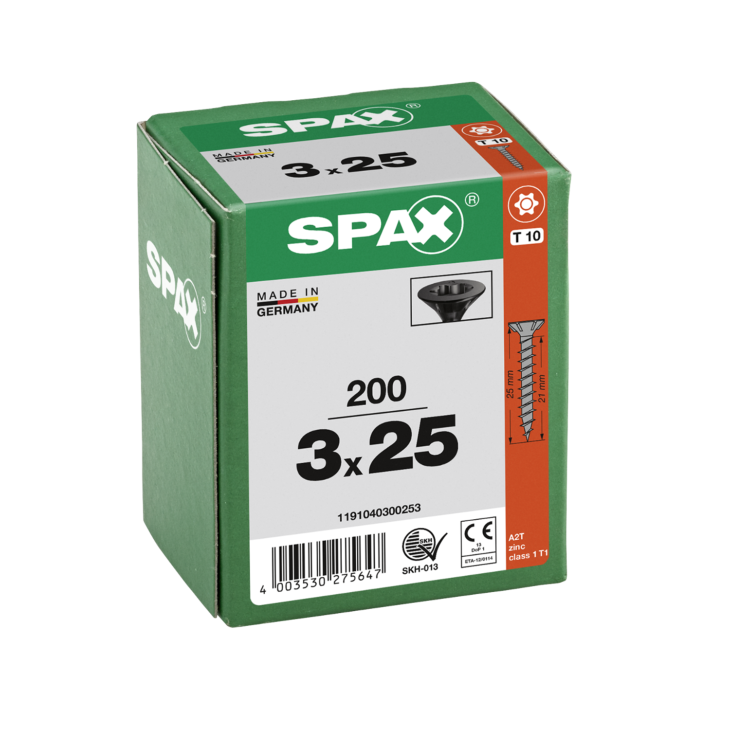 Vis à bois noir SPAX-S TP Pozidrive avec tête fraisée 3 x 25