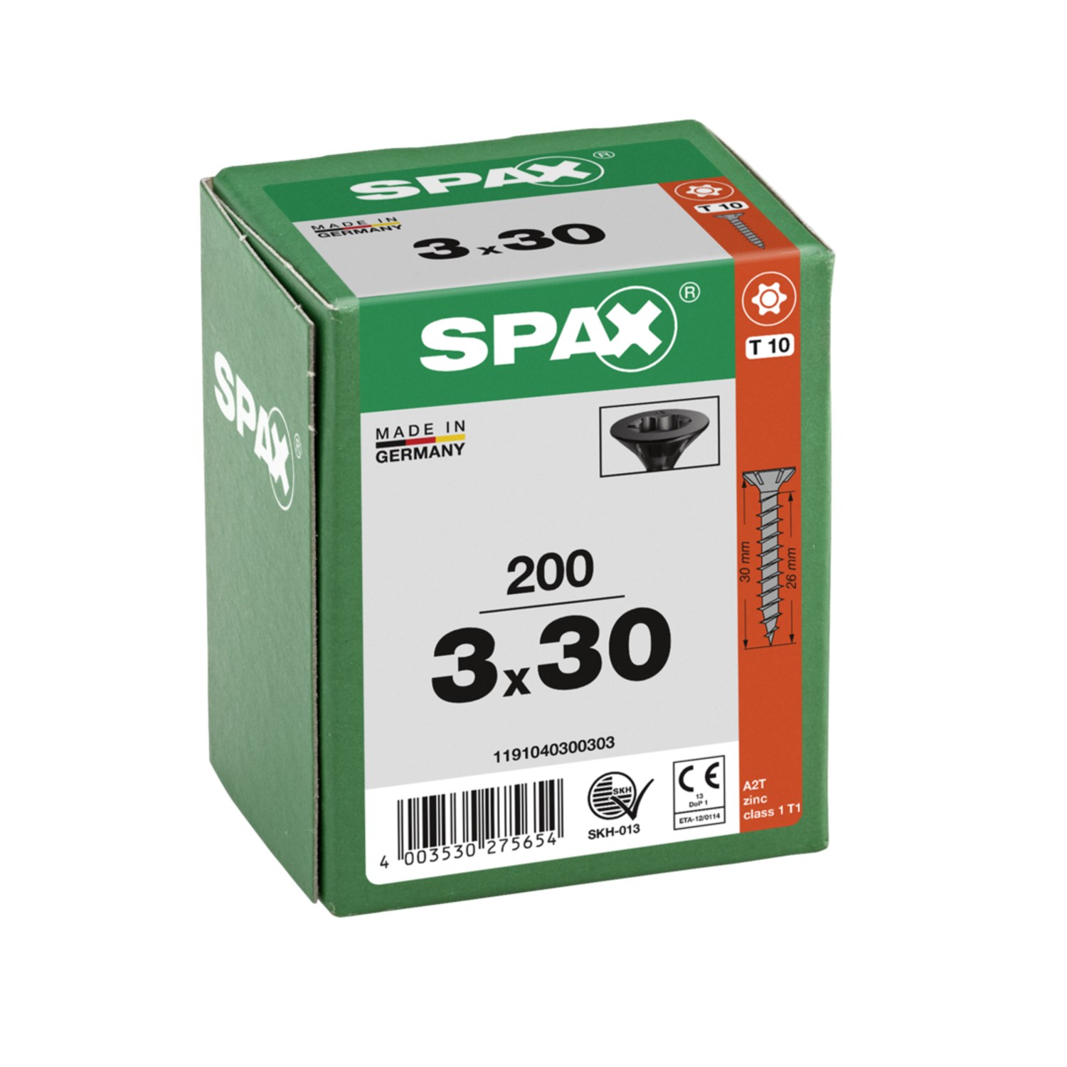 Vis à bois noir SPAX-S TP Pozidrive avec tête fraisée 3 x 30