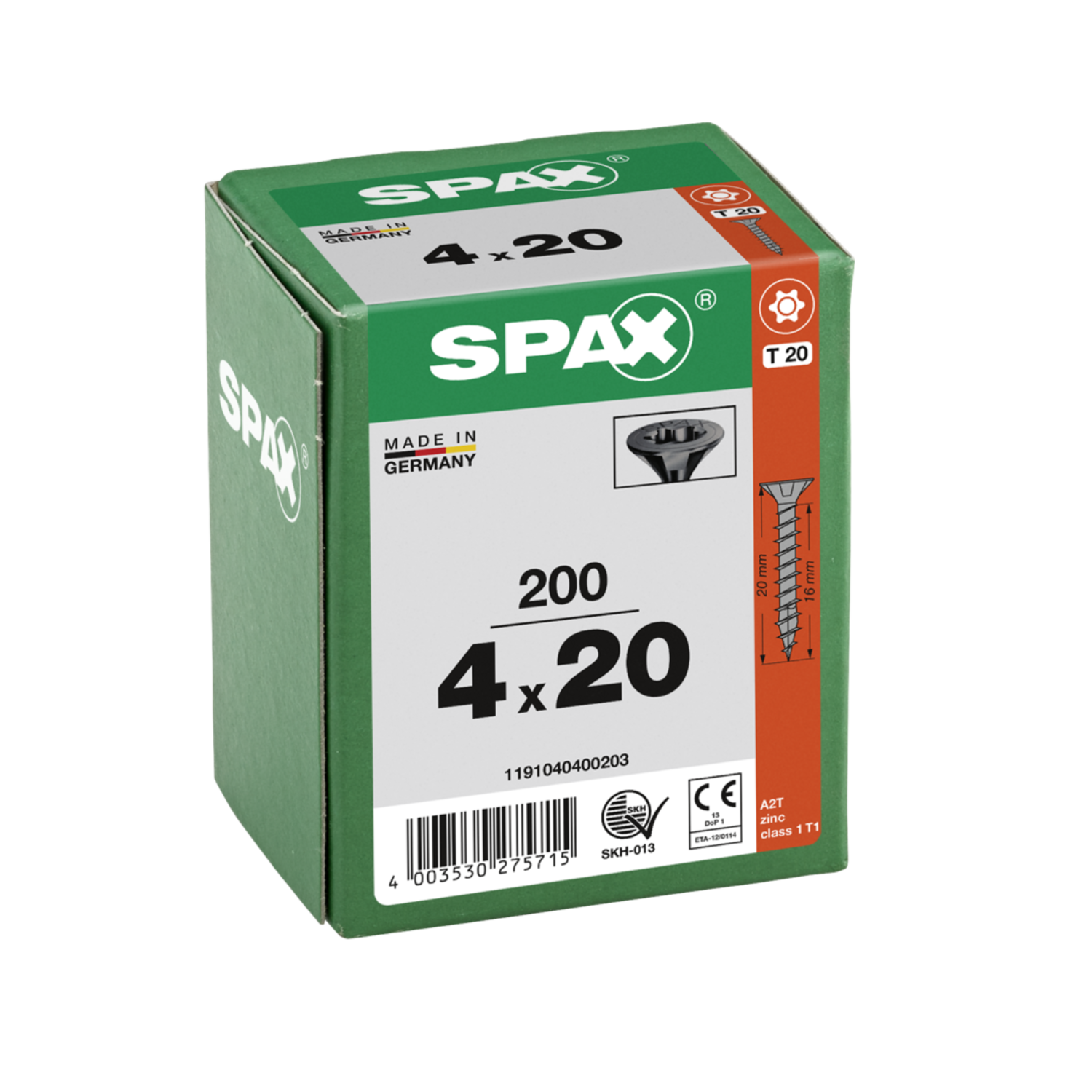 Houtschroef zwart SPAX-S PK Pozidrive met verzonken kop 4 x 20