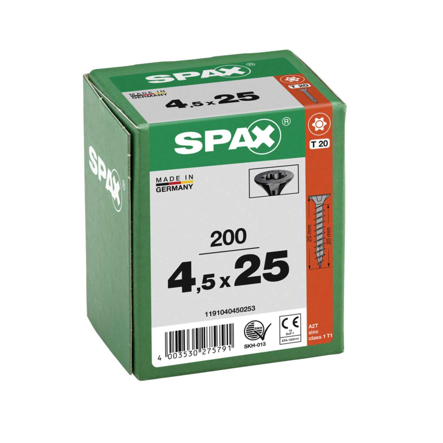 Vis à bois noir SPAX-S TP Pozidrive avec tête fraisée 4.5 x 25