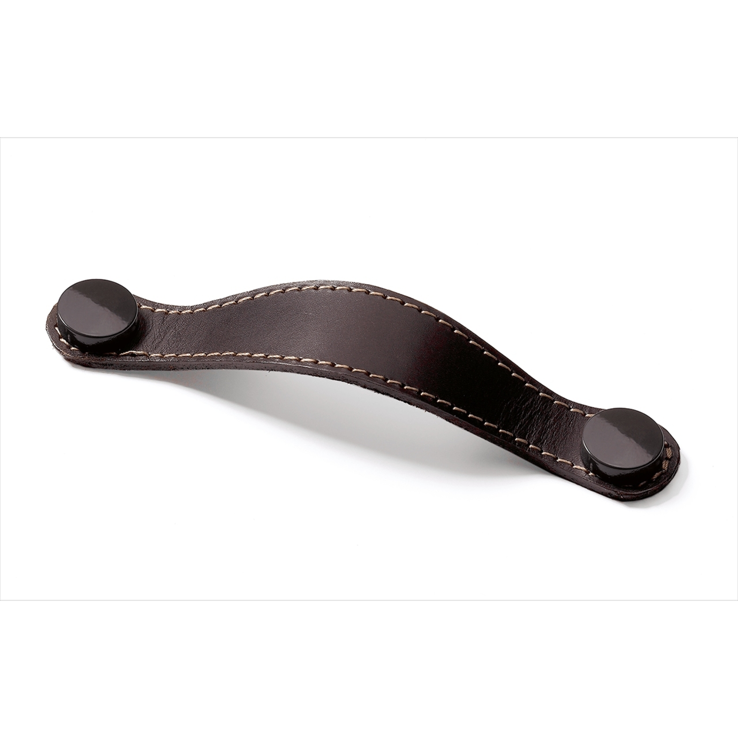 Poignée Gela, entraxe de perçages 128, L 150 mm, B 26 mm, H 3 mm, cuir brun foncé