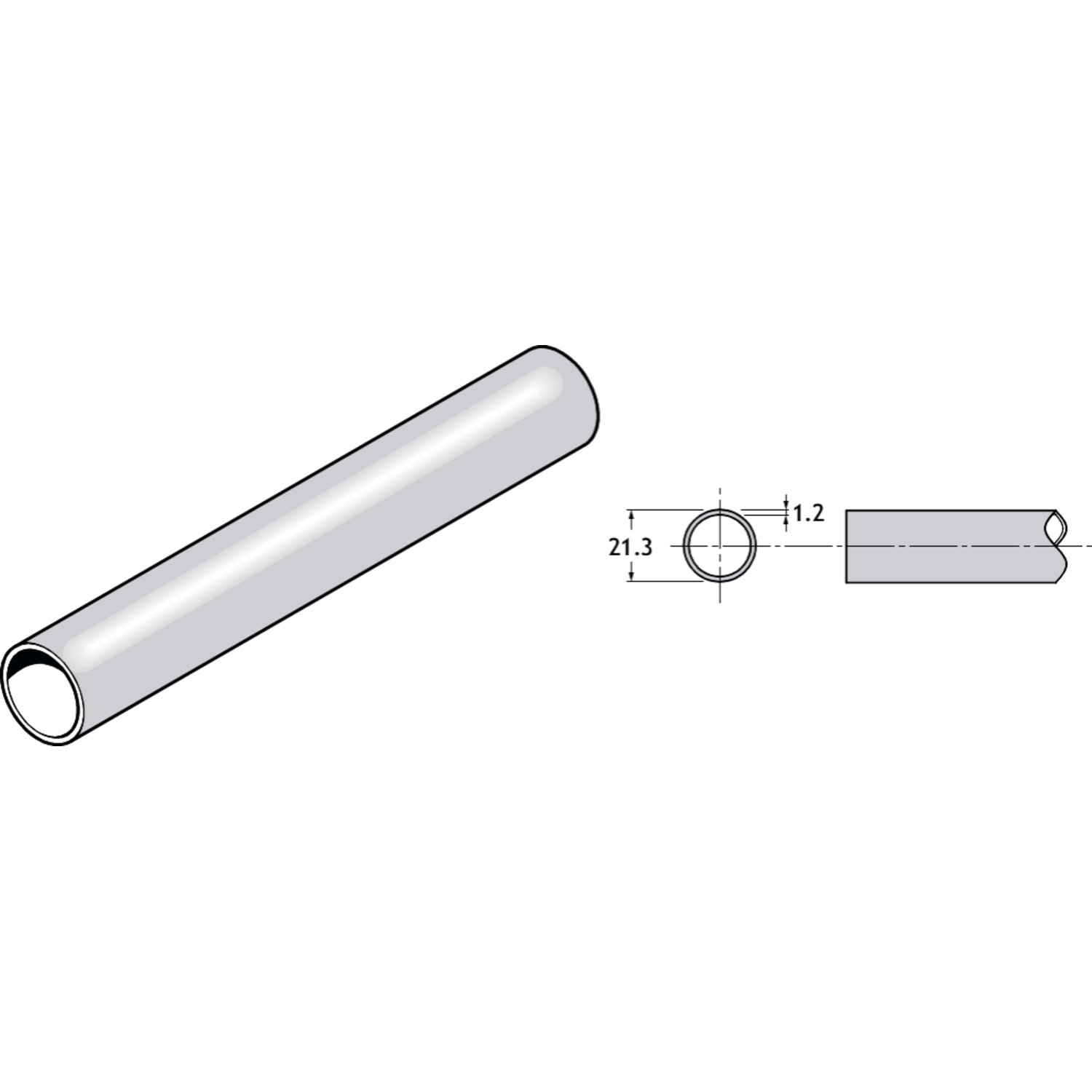 Pba 500-inox sat. tube superieure d:22mm/l:3m