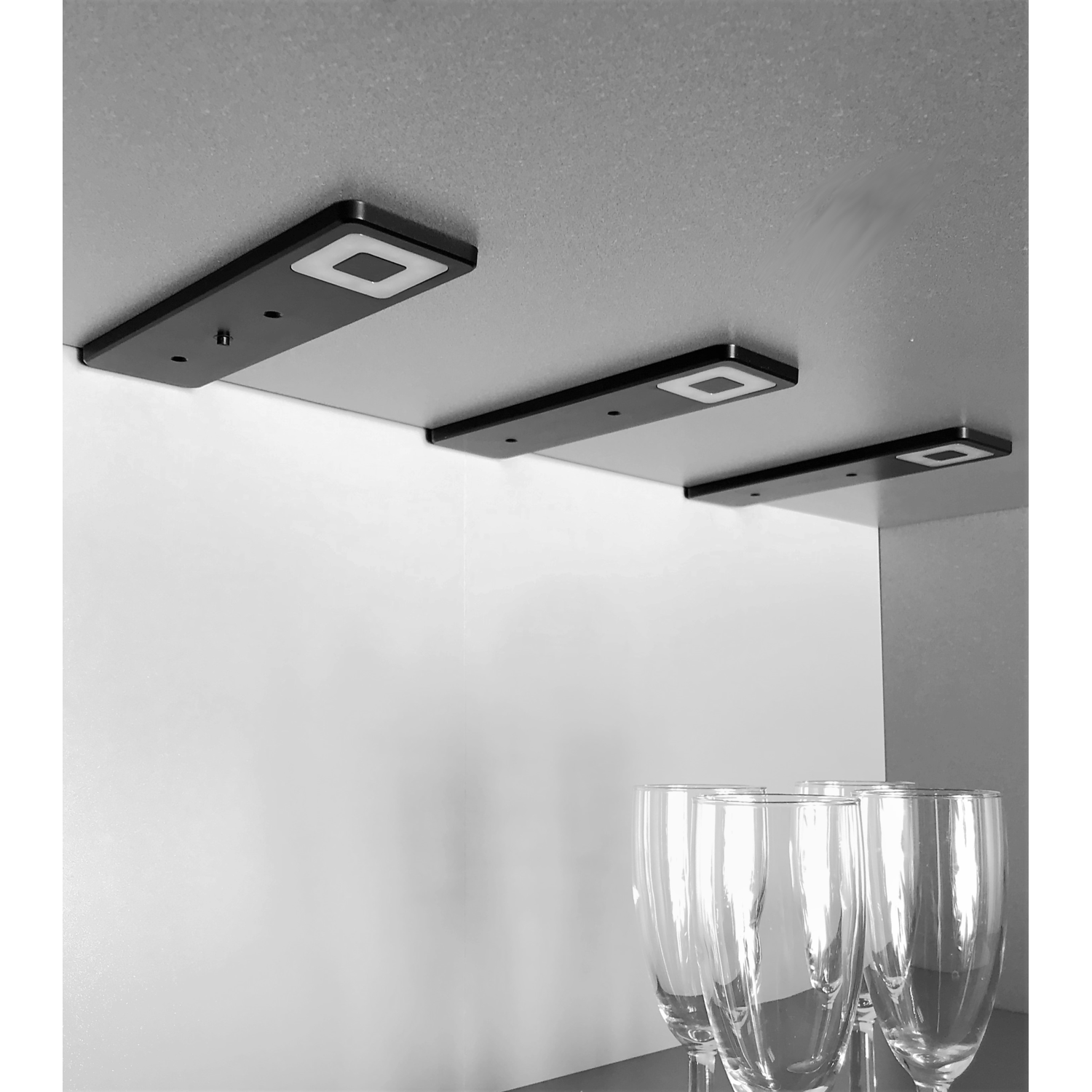 Set 1 led roeled 3W 3000K 12V zwart-centrale schakelaar - konvertor