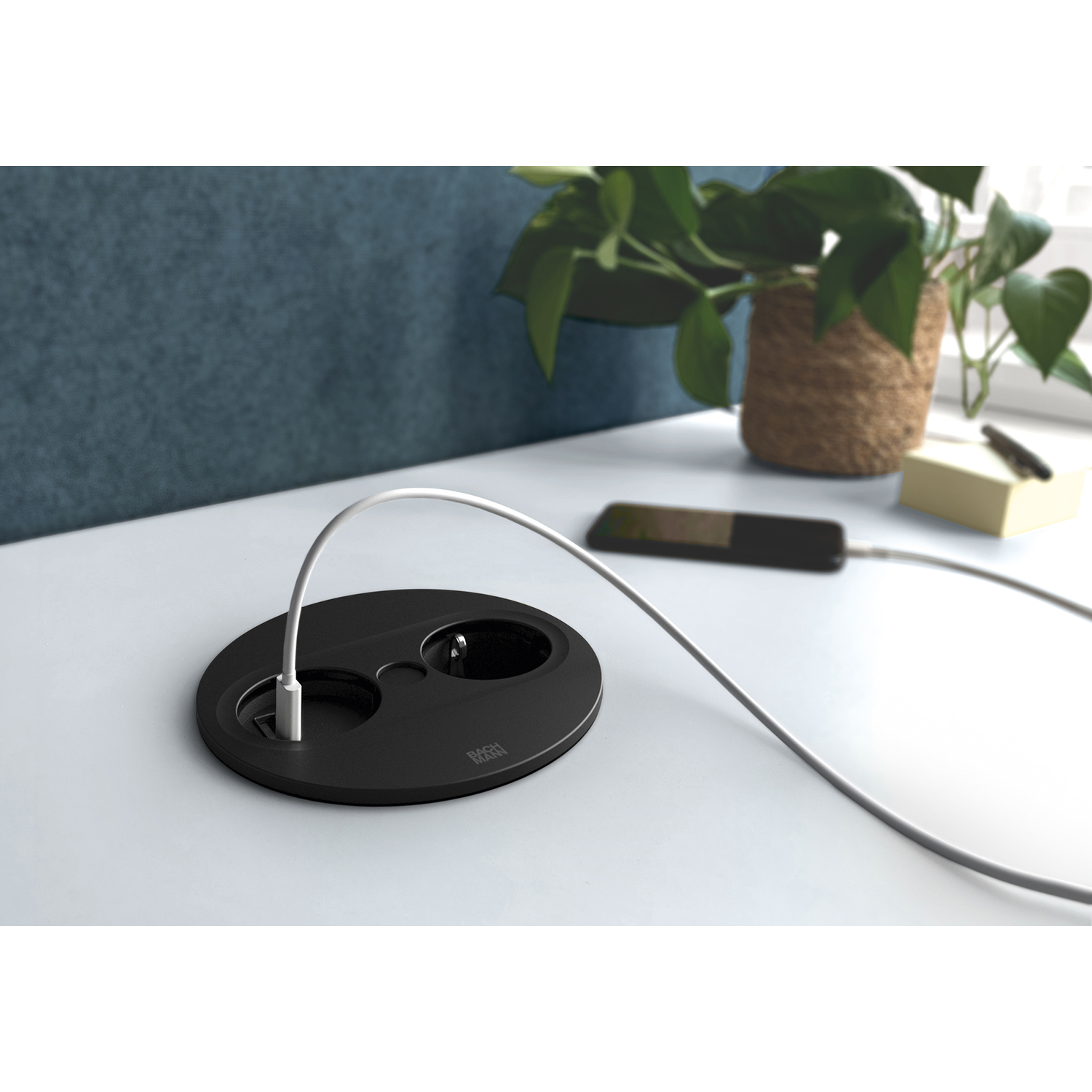 Twist2 rond mat zw d-nl-l 1 stopcont+1 usb a/c 22w