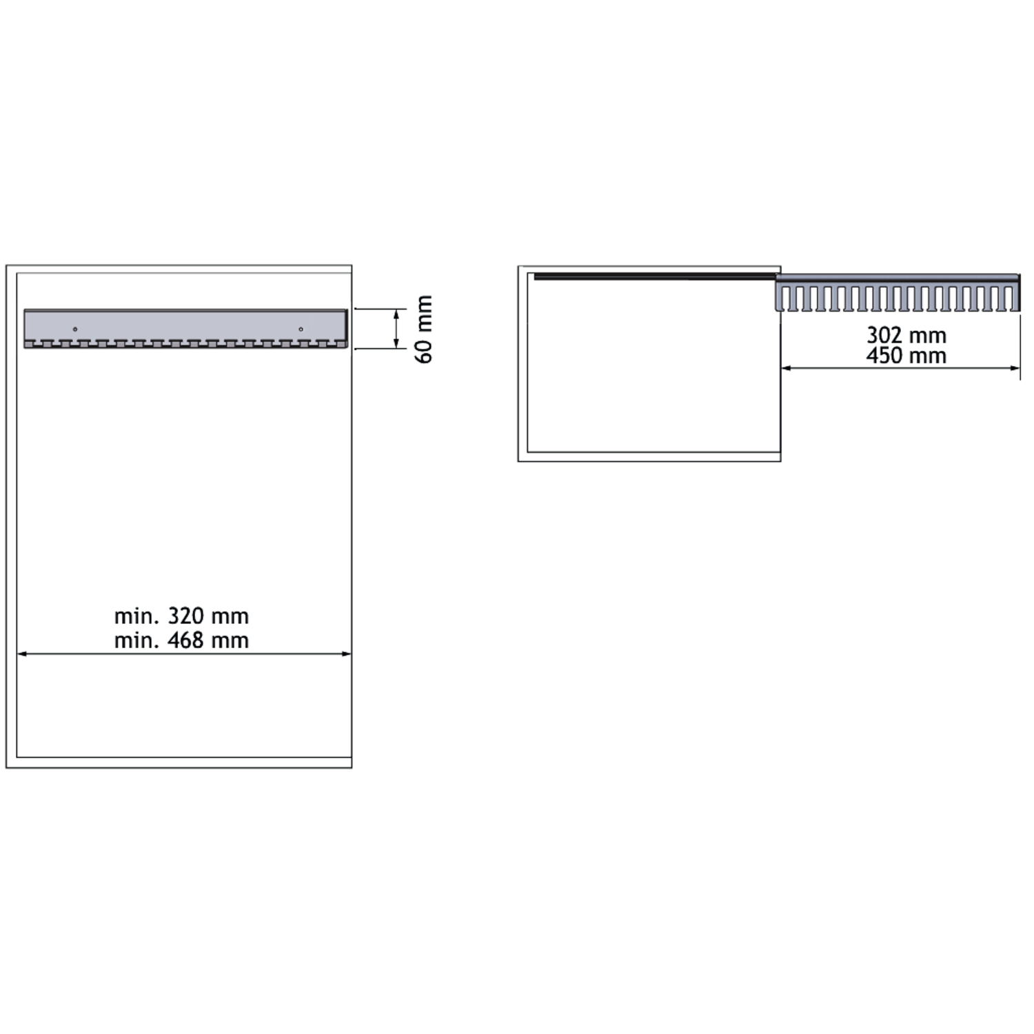 Chic line porte cravattes anthr.  l.310mm gauche 