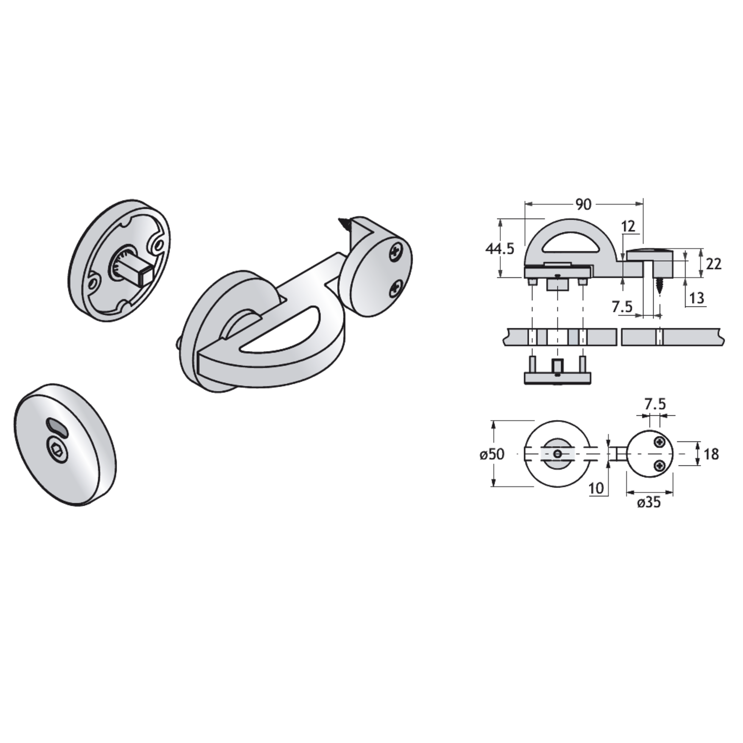 Pba 500-alu dispositif de fermeture libre/occupe a vec gache