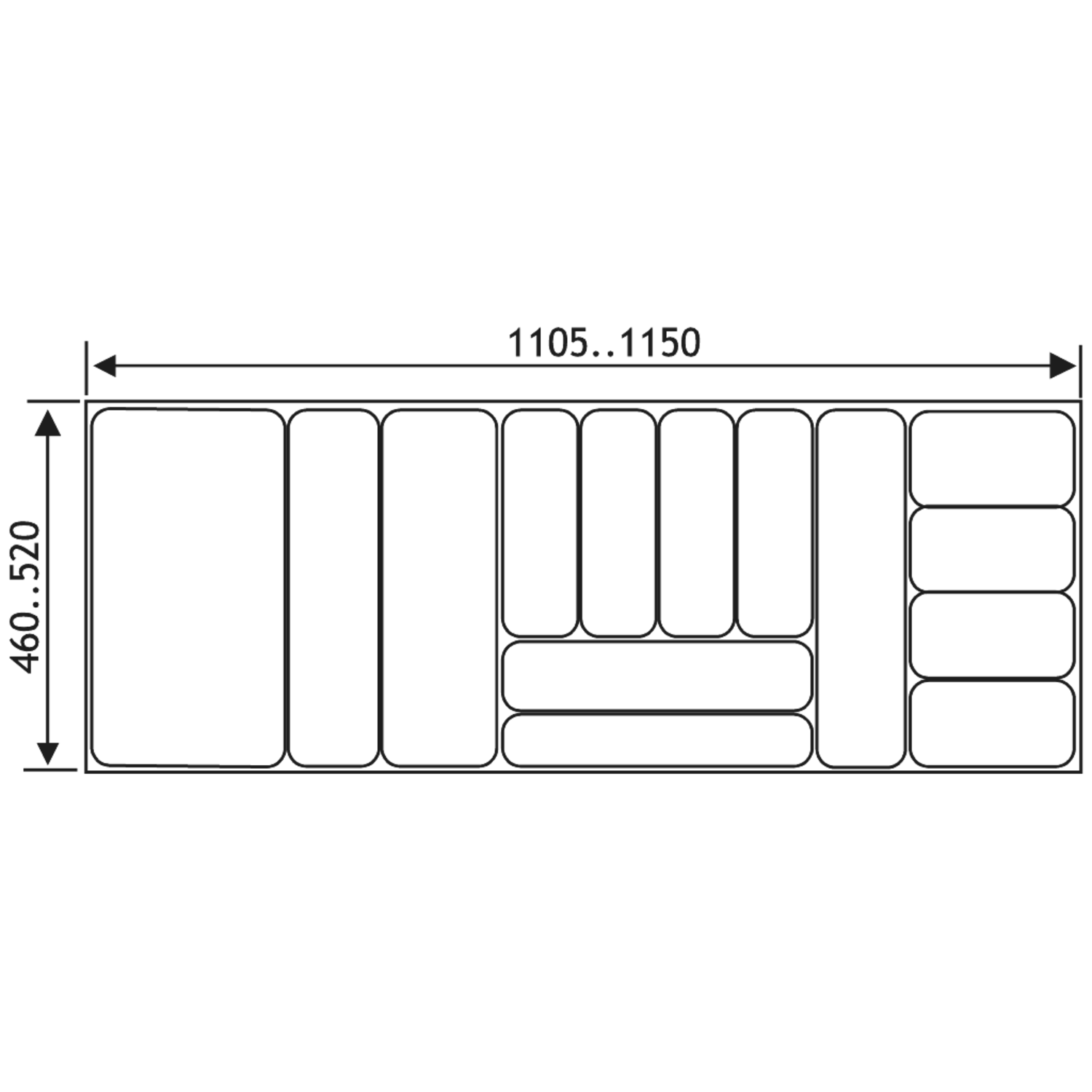Insert tiroir flexy l1150-1105 x p520-460mm anthracite