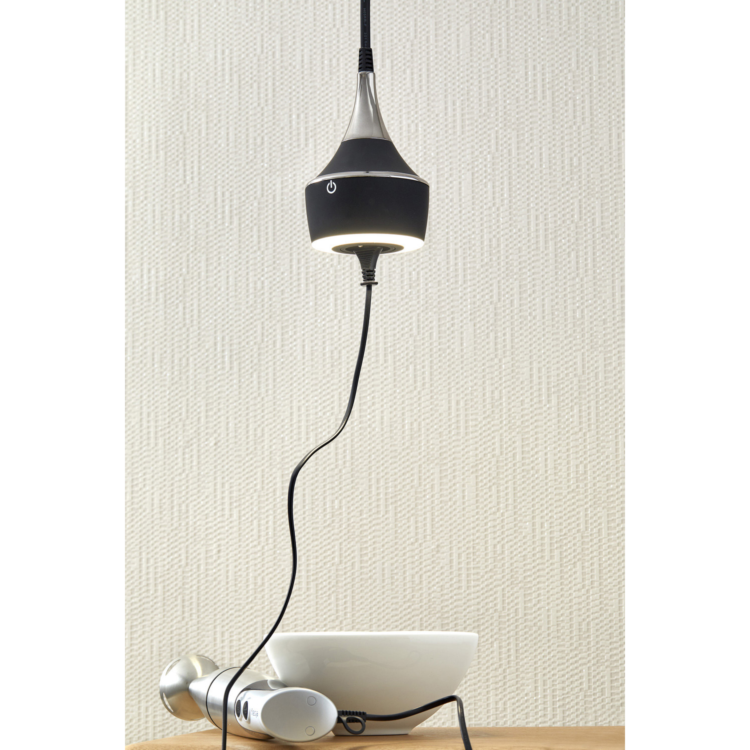 Mercury bloc prise 16a susp + lum 8W led gunmetal 